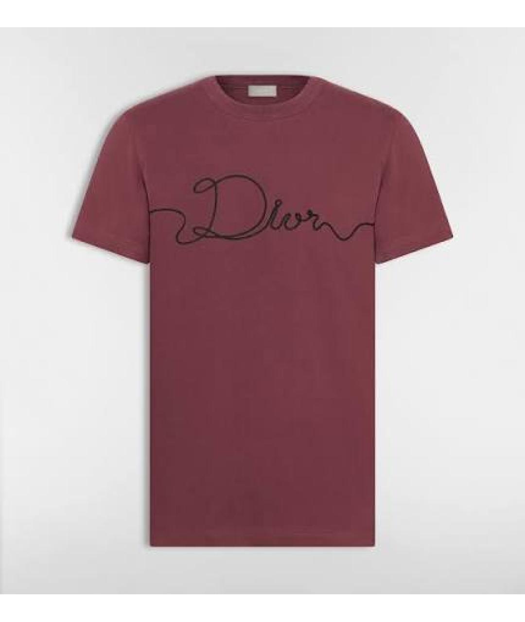 CHRISTIAN DIOR Бордовая хлопковая футболка, фото 4