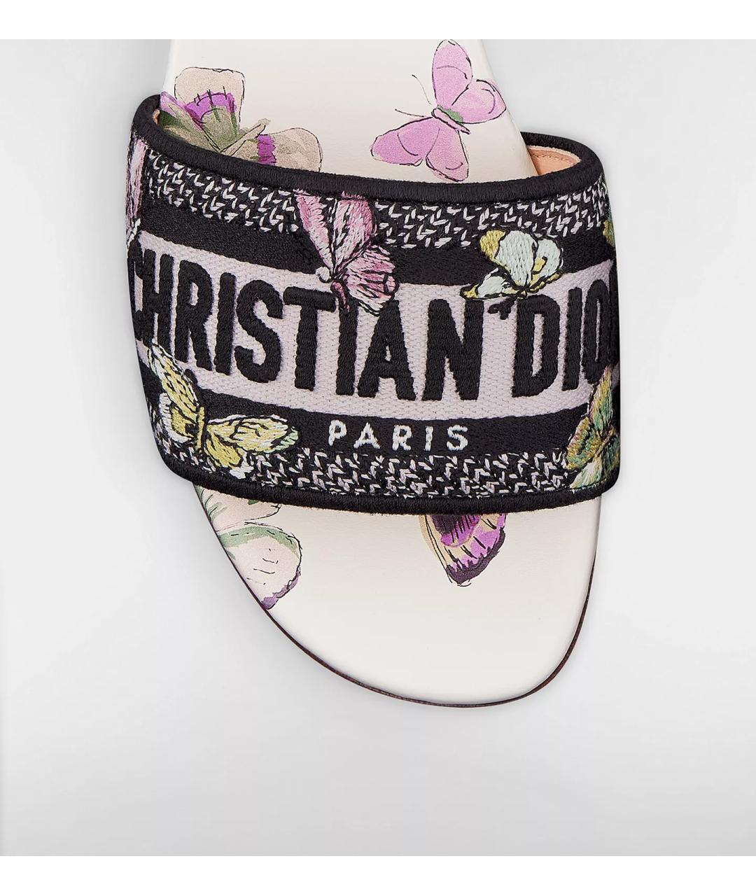 CHRISTIAN DIOR Белые текстильные шлепанцы, фото 4