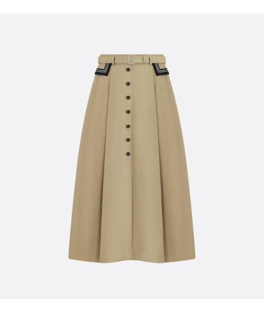 CHRISTIAN DIOR Бежевая хлопковая юбка миди, фото 3