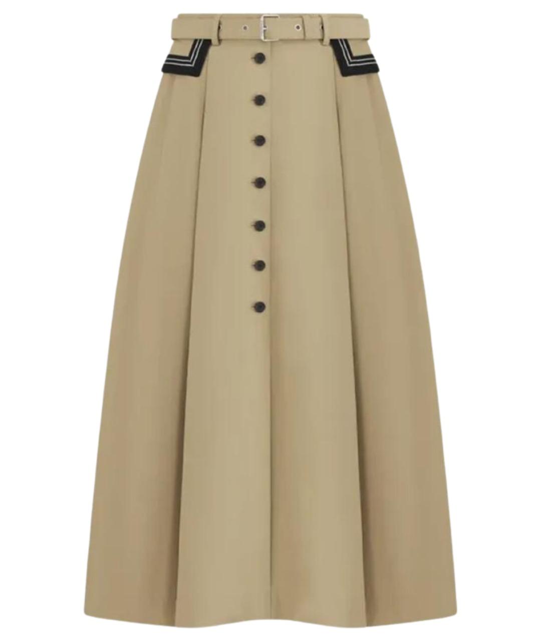 CHRISTIAN DIOR Бежевая хлопковая юбка миди, фото 1
