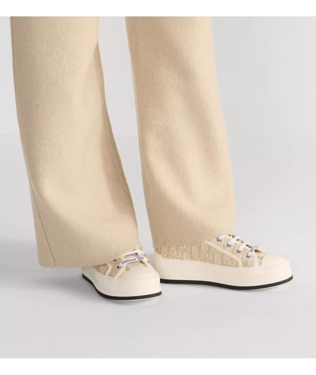 CHRISTIAN DIOR Золотые текстильные кеды, фото 2