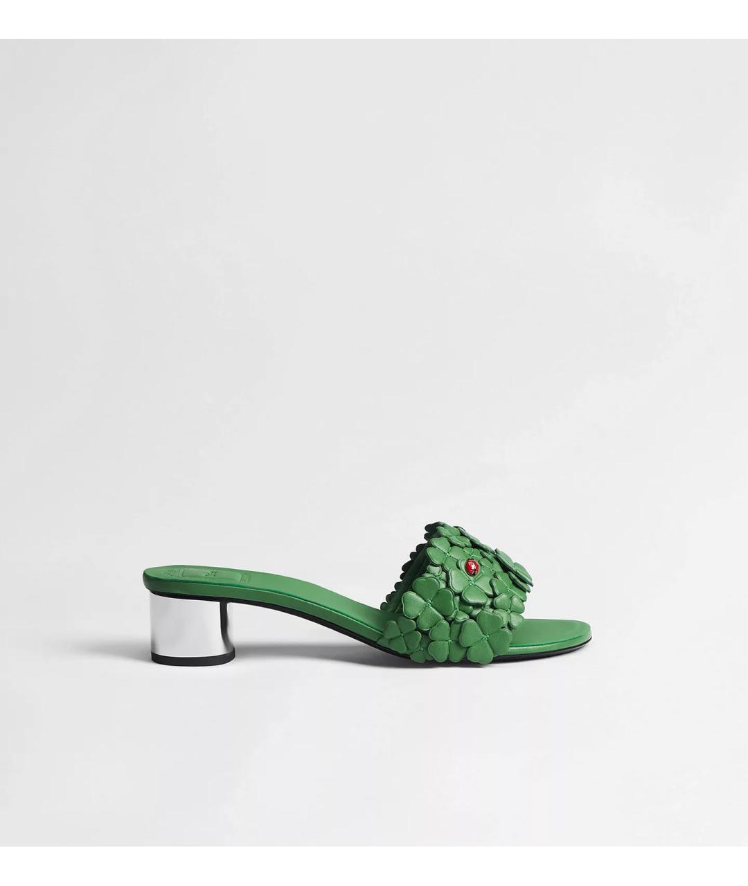 CHRISTIAN DIOR Зеленые кожаные мюли, фото 6