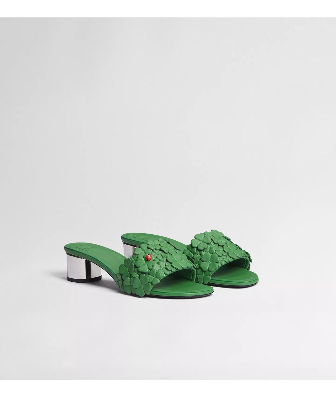 CHRISTIAN DIOR Зеленые кожаные мюли, фото 5