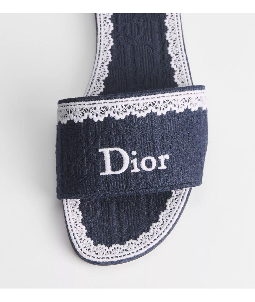CHRISTIAN DIOR Синие текстильные шлепанцы, фото 4