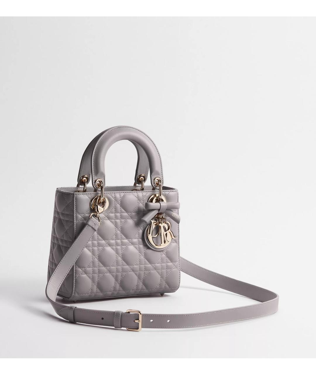 CHRISTIAN DIOR Серая кожаная сумка тоут, фото 3