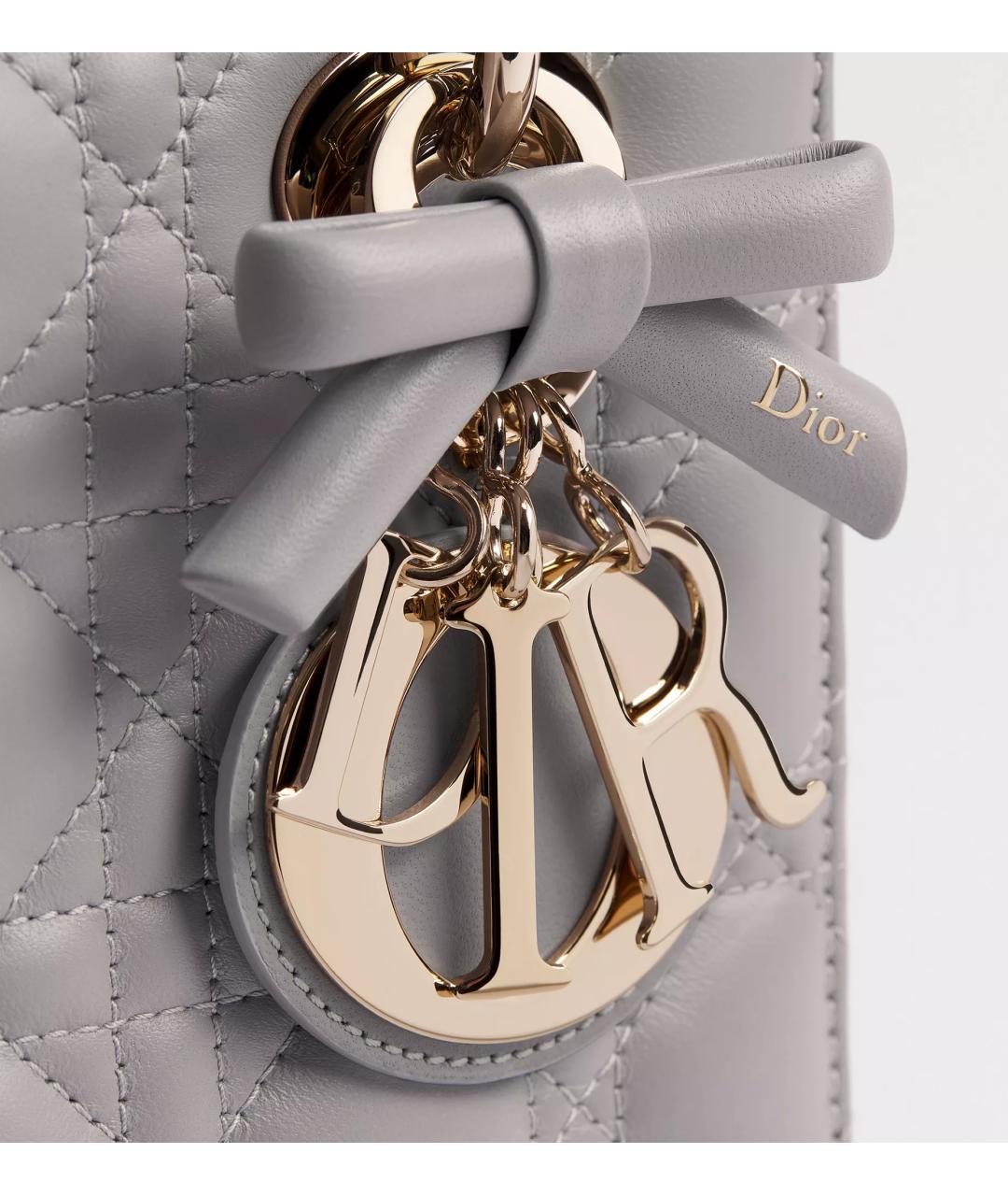 CHRISTIAN DIOR Серая кожаная сумка тоут, фото 5