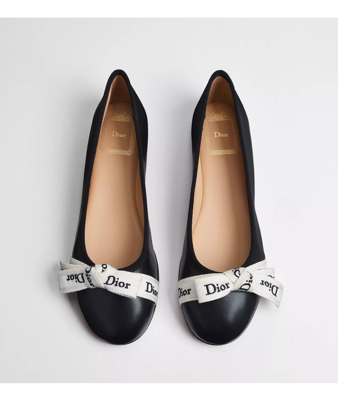 CHRISTIAN DIOR Черные кожаные балетки, фото 2