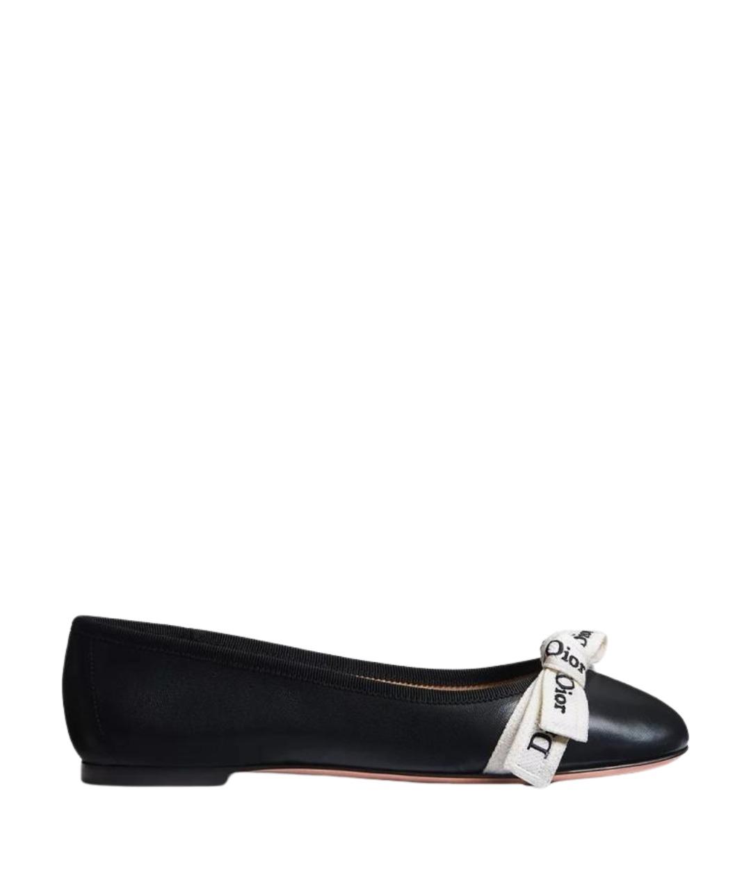 CHRISTIAN DIOR Черные кожаные балетки, фото 1