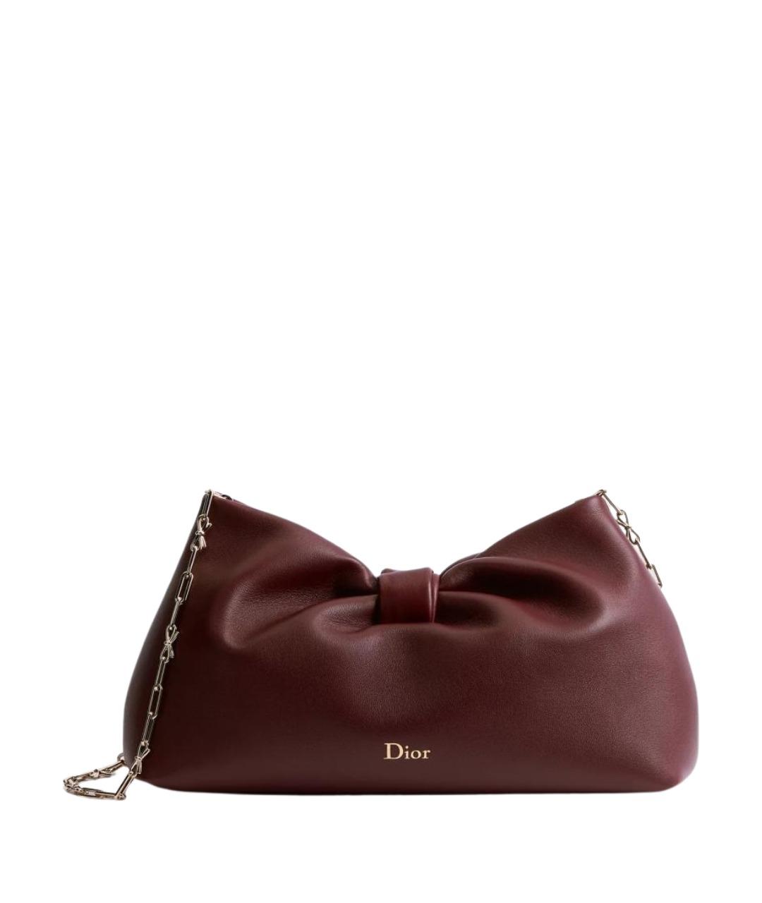 CHRISTIAN DIOR Бордовая кожаная сумка через плечо, фото 1