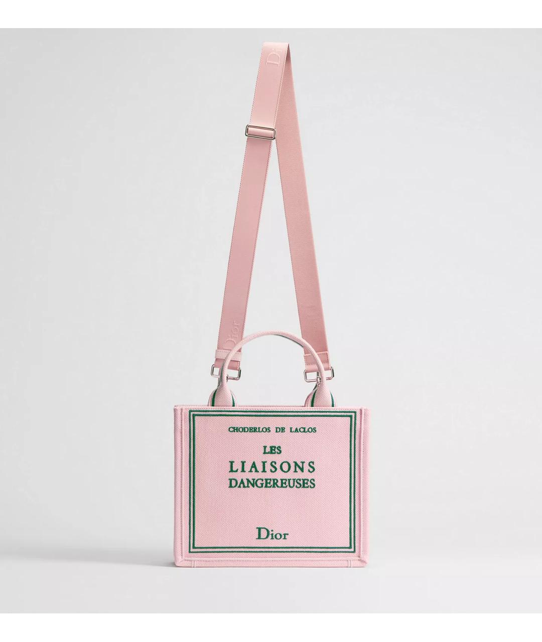 CHRISTIAN DIOR Розовая тканевая сумка тоут, фото 4