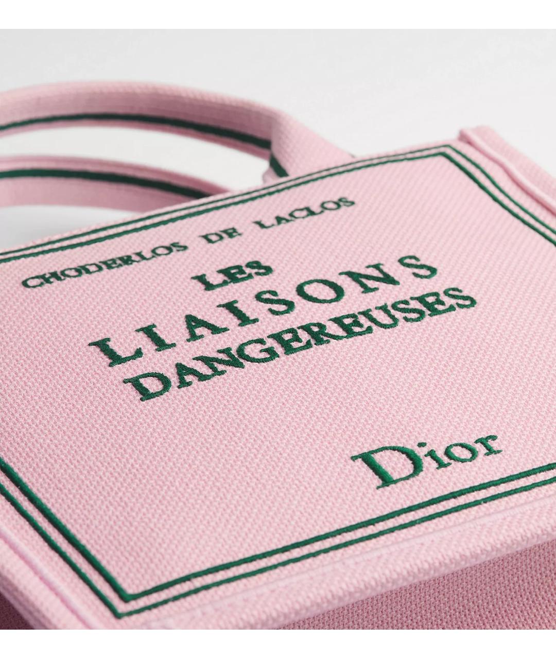 CHRISTIAN DIOR Розовая тканевая сумка тоут, фото 5