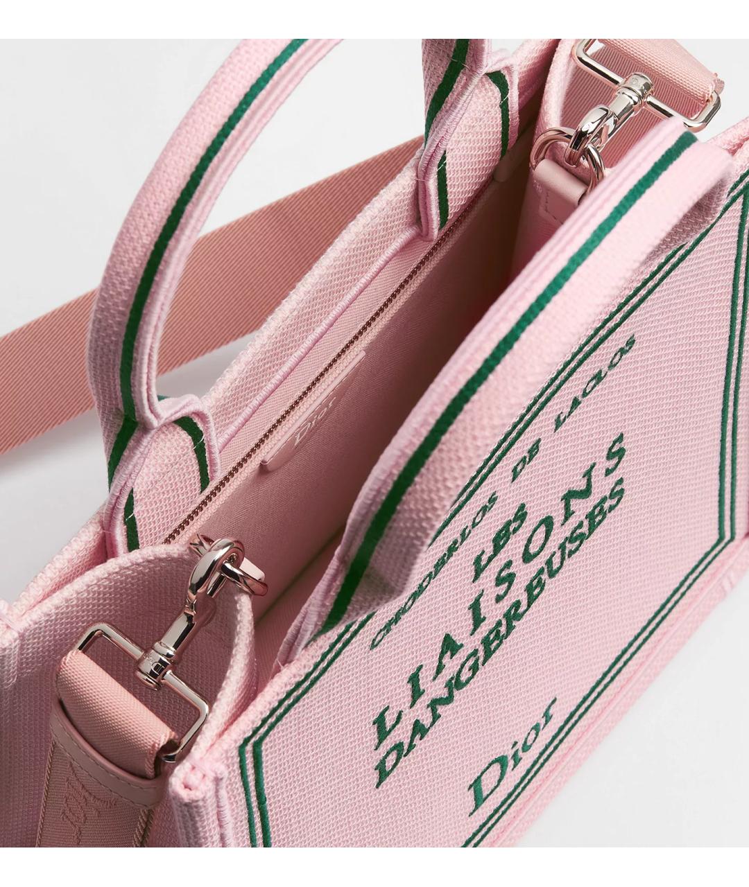 CHRISTIAN DIOR Розовая тканевая сумка тоут, фото 3