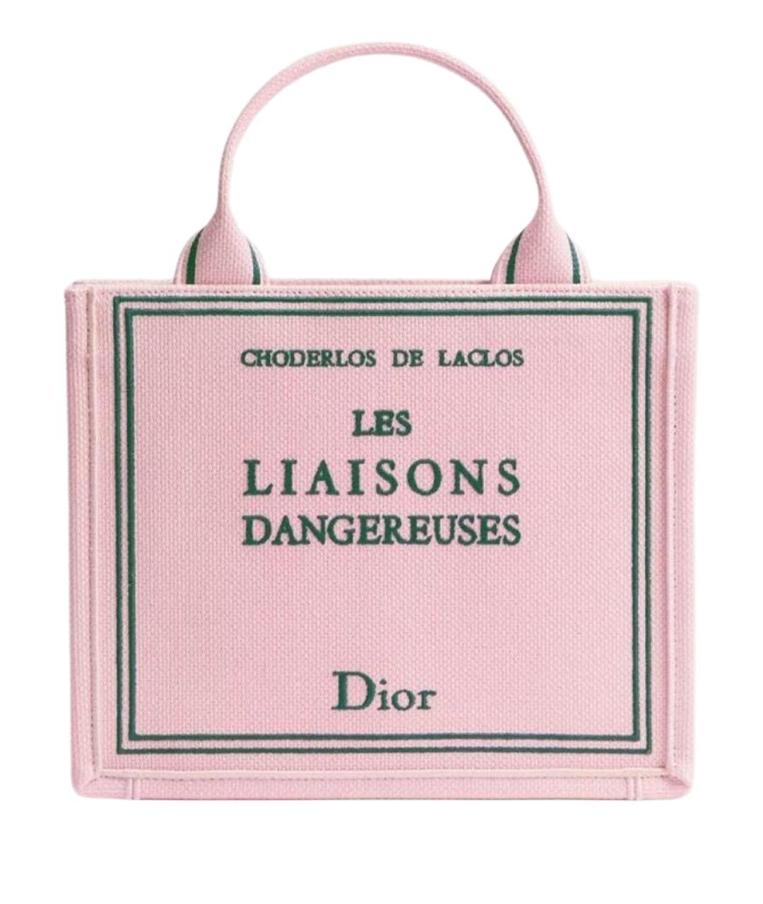 CHRISTIAN DIOR Розовая тканевая сумка тоут, фото 1