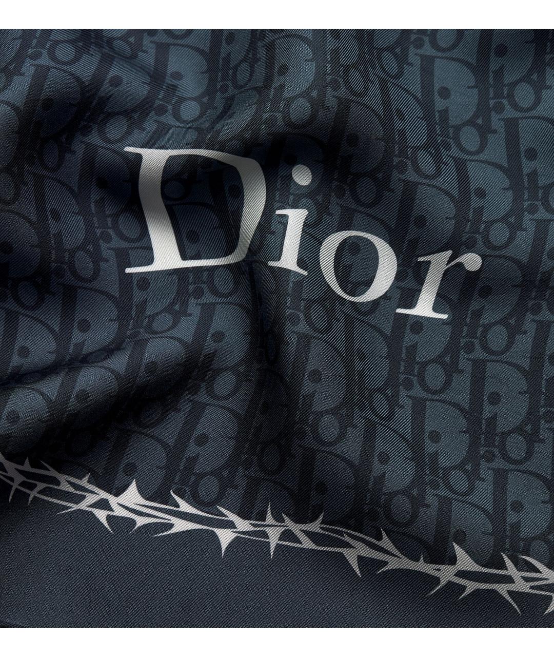 CHRISTIAN DIOR Темно-синий шелковый платок, фото 3