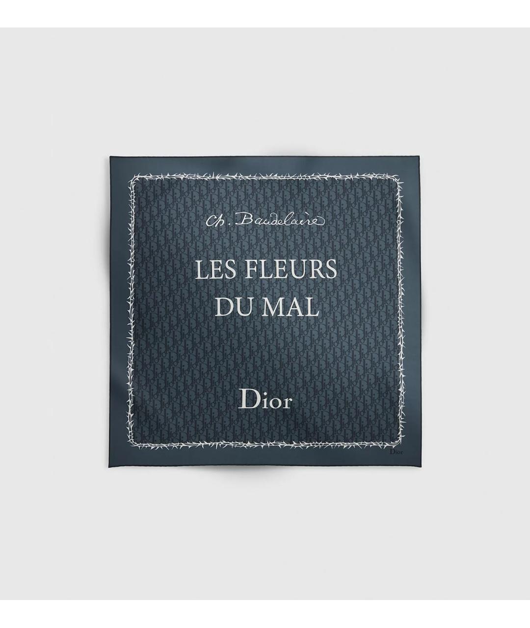 CHRISTIAN DIOR Темно-синий шелковый платок, фото 4