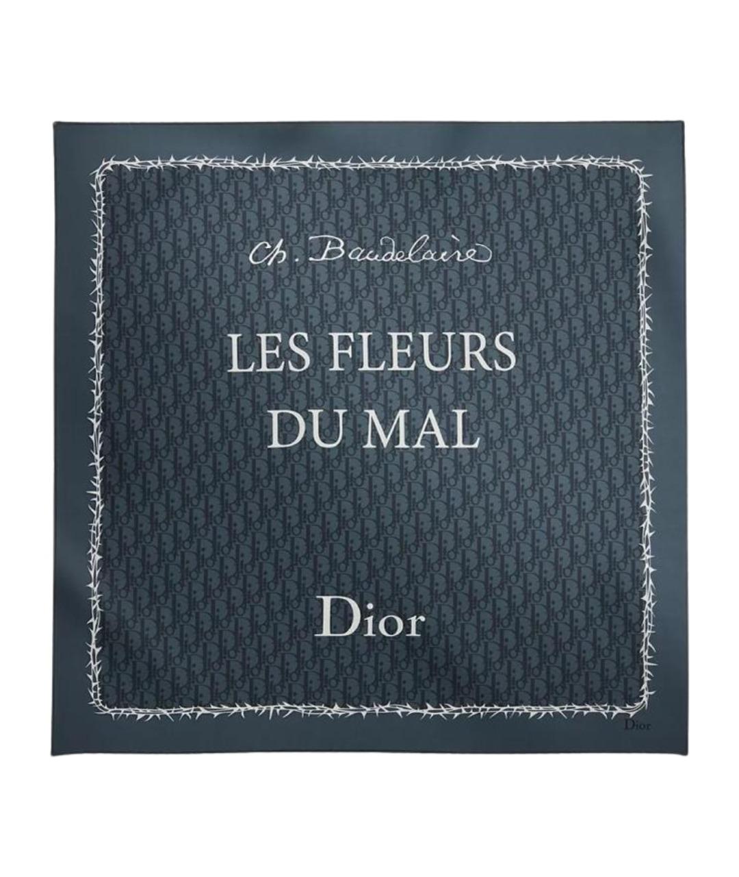 CHRISTIAN DIOR Темно-синий шелковый платок, фото 1