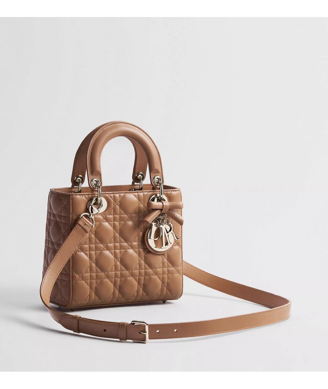 CHRISTIAN DIOR Коричневая кожаная сумка с короткими ручками, фото 3