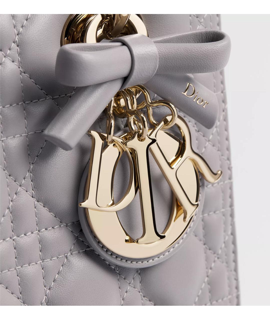 CHRISTIAN DIOR Серая кожаная сумка тоут, фото 5