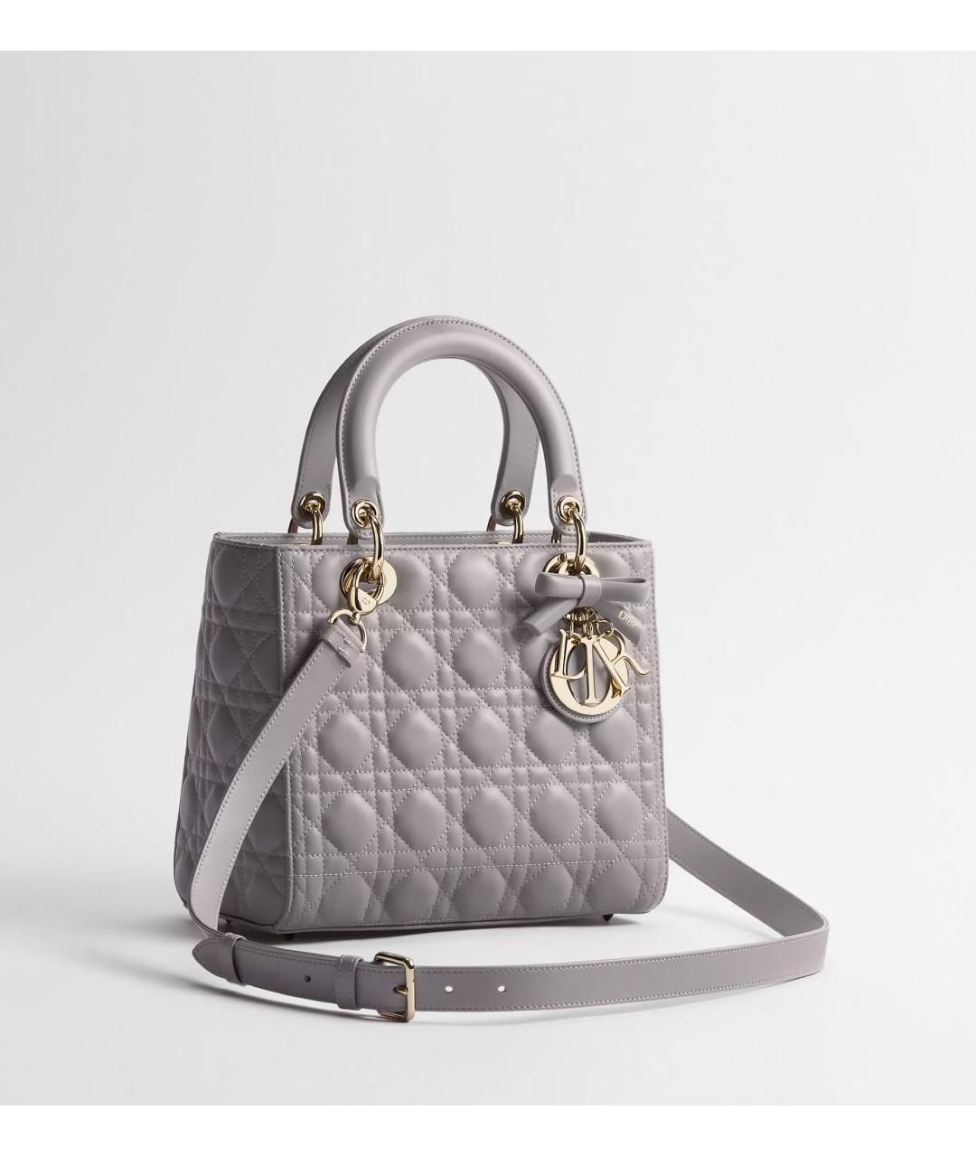 CHRISTIAN DIOR Серая кожаная сумка тоут, фото 3