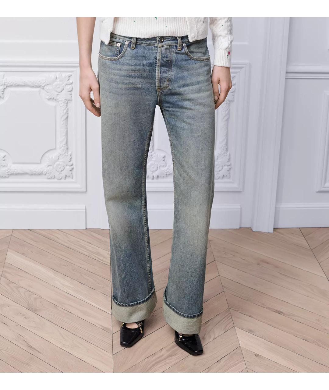 CHRISTIAN DIOR Голубые хлопковые джинсы клеш, фото 3