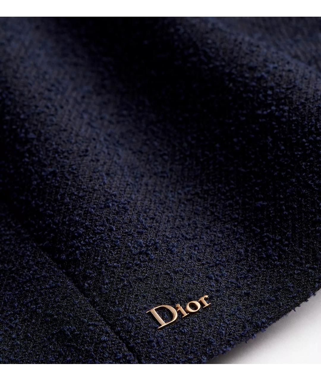CHRISTIAN DIOR Темно-синяя шерстяная юбка мини, фото 6