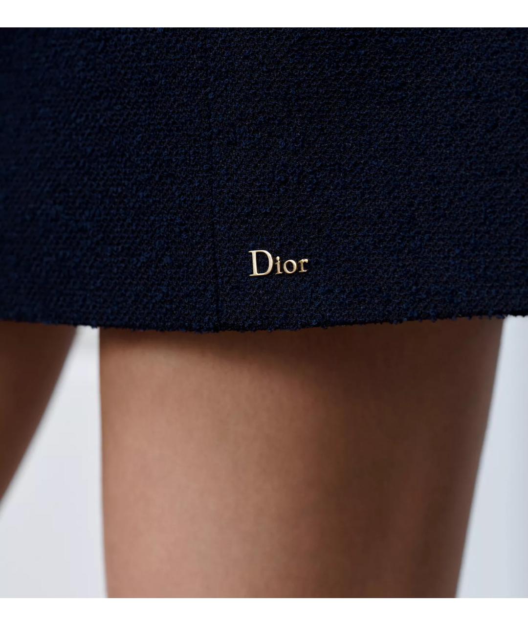 CHRISTIAN DIOR Темно-синяя шерстяная юбка мини, фото 5