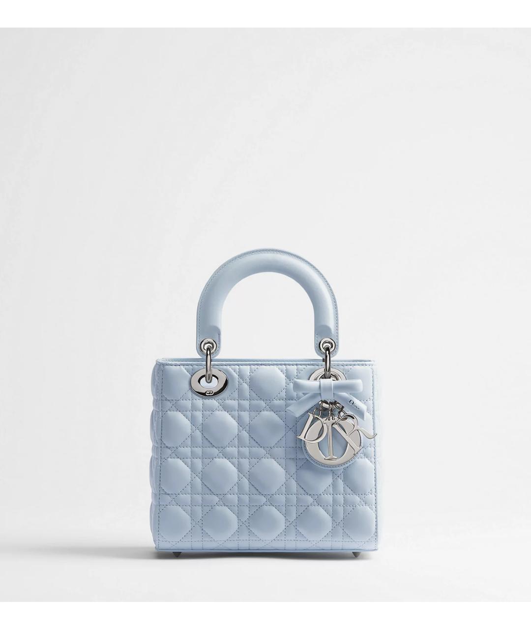 CHRISTIAN DIOR Голубая кожаная сумка с короткими ручками, фото 6
