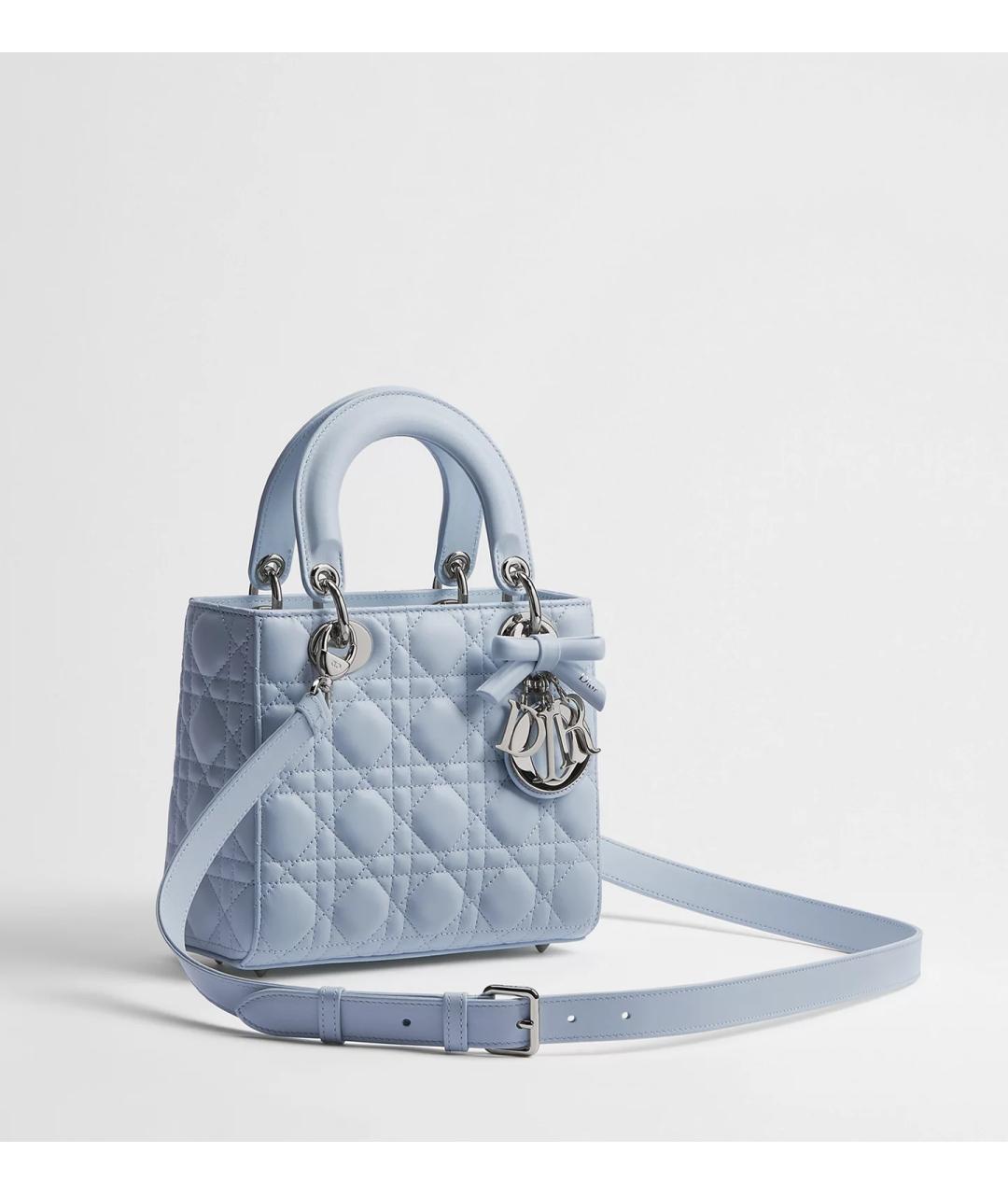CHRISTIAN DIOR Голубая кожаная сумка с короткими ручками, фото 3