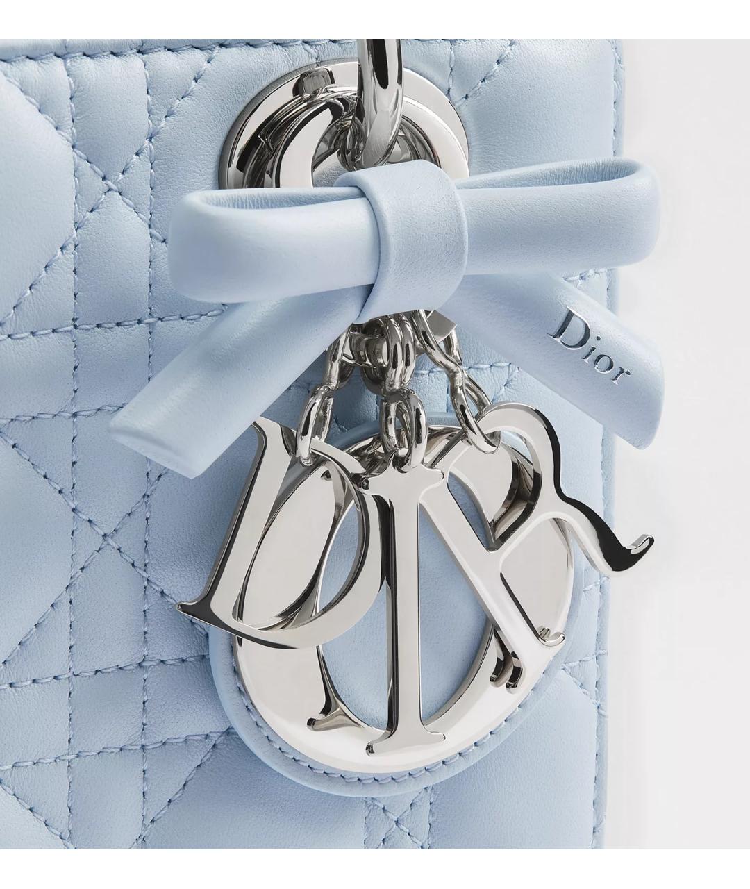 CHRISTIAN DIOR Голубая кожаная сумка с короткими ручками, фото 5