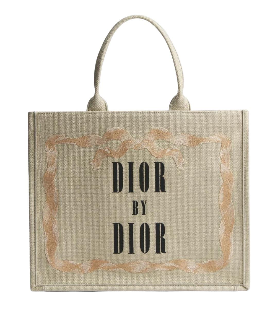 CHRISTIAN DIOR Бежевая тканевая сумка тоут, фото 1