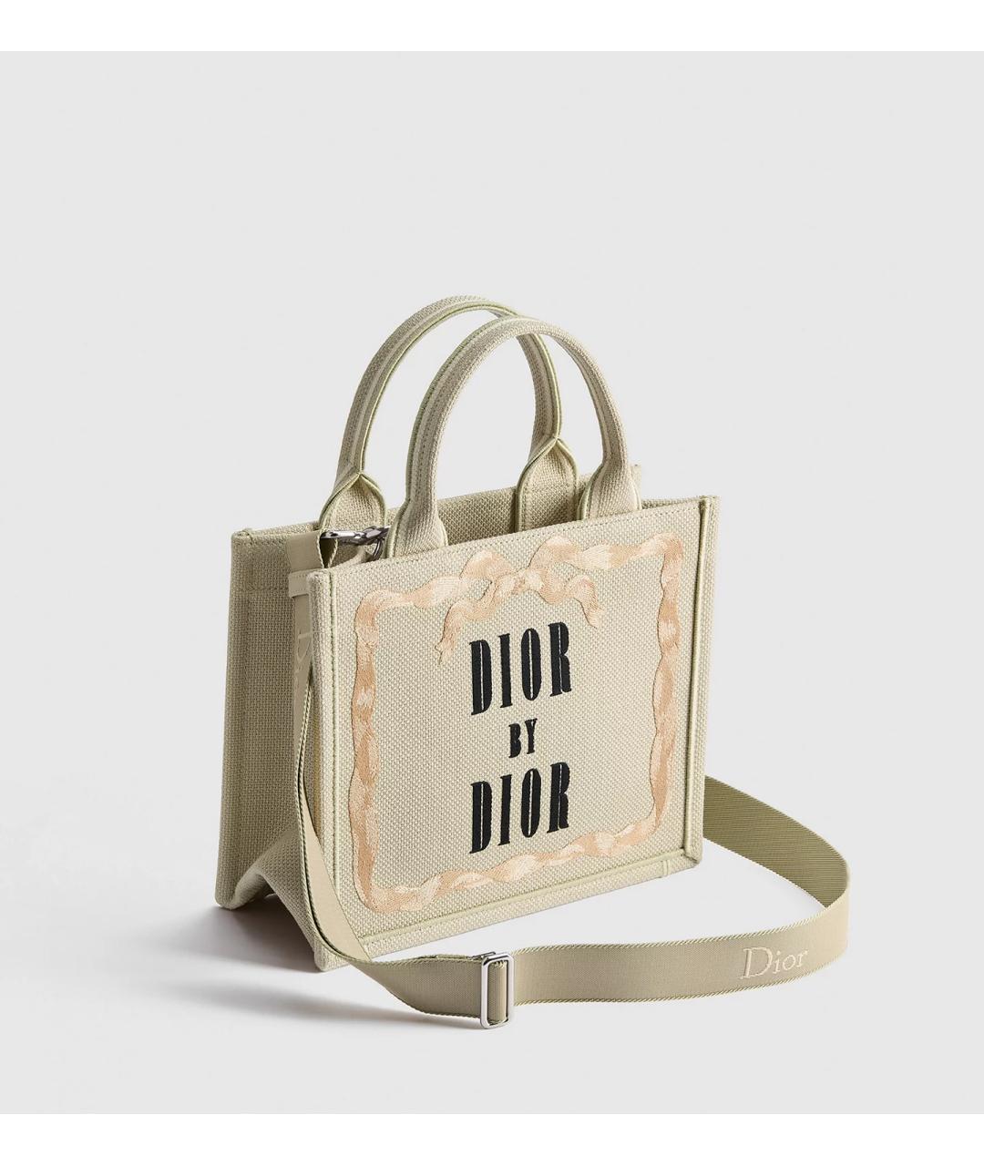 CHRISTIAN DIOR Бежевая тканевая сумка тоут, фото 2