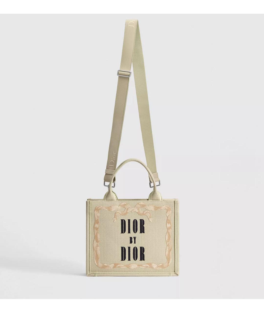 CHRISTIAN DIOR Бежевая тканевая сумка тоут, фото 3