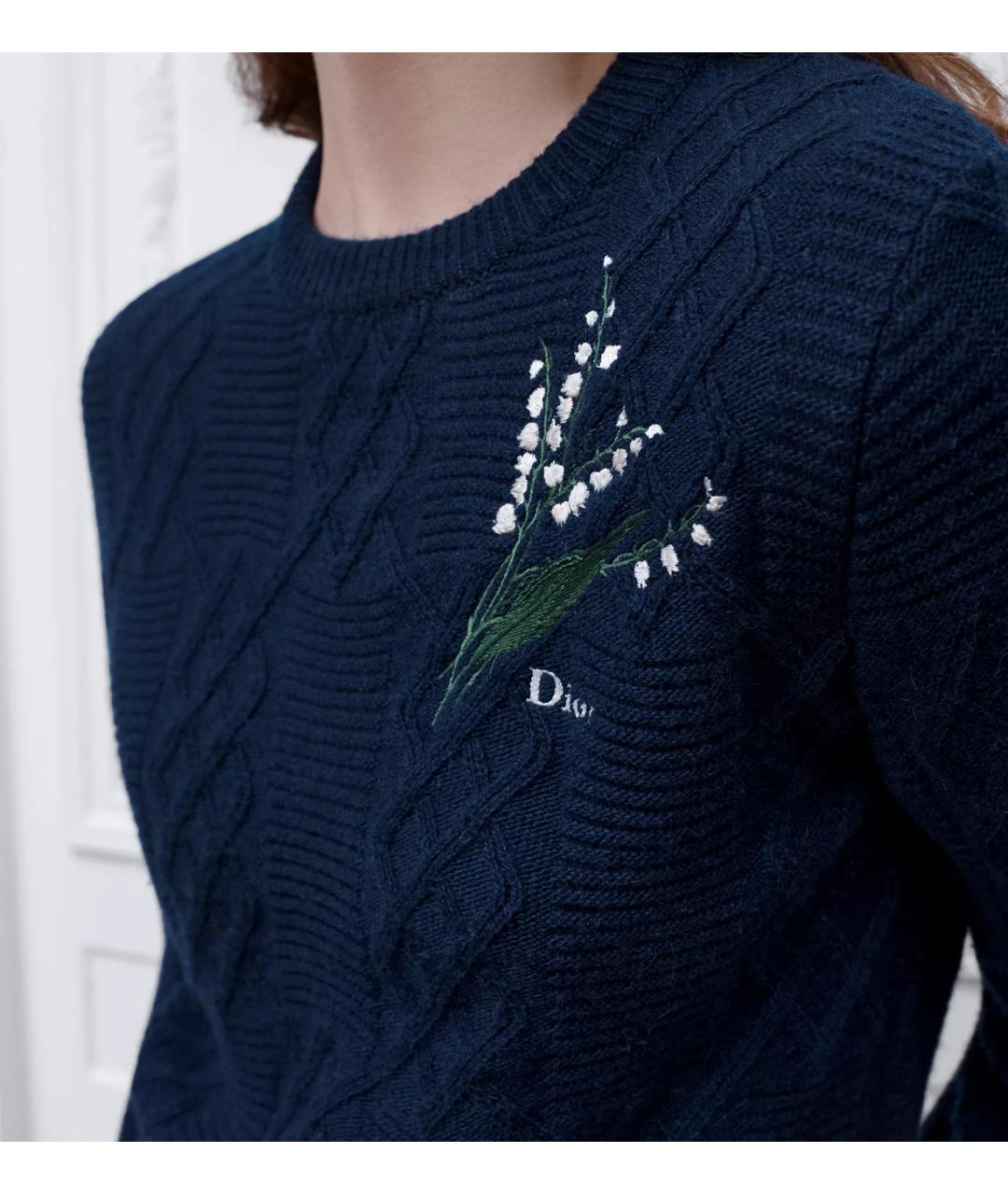 CHRISTIAN DIOR Темно-синий шерстяной джемпер / свитер, фото 4