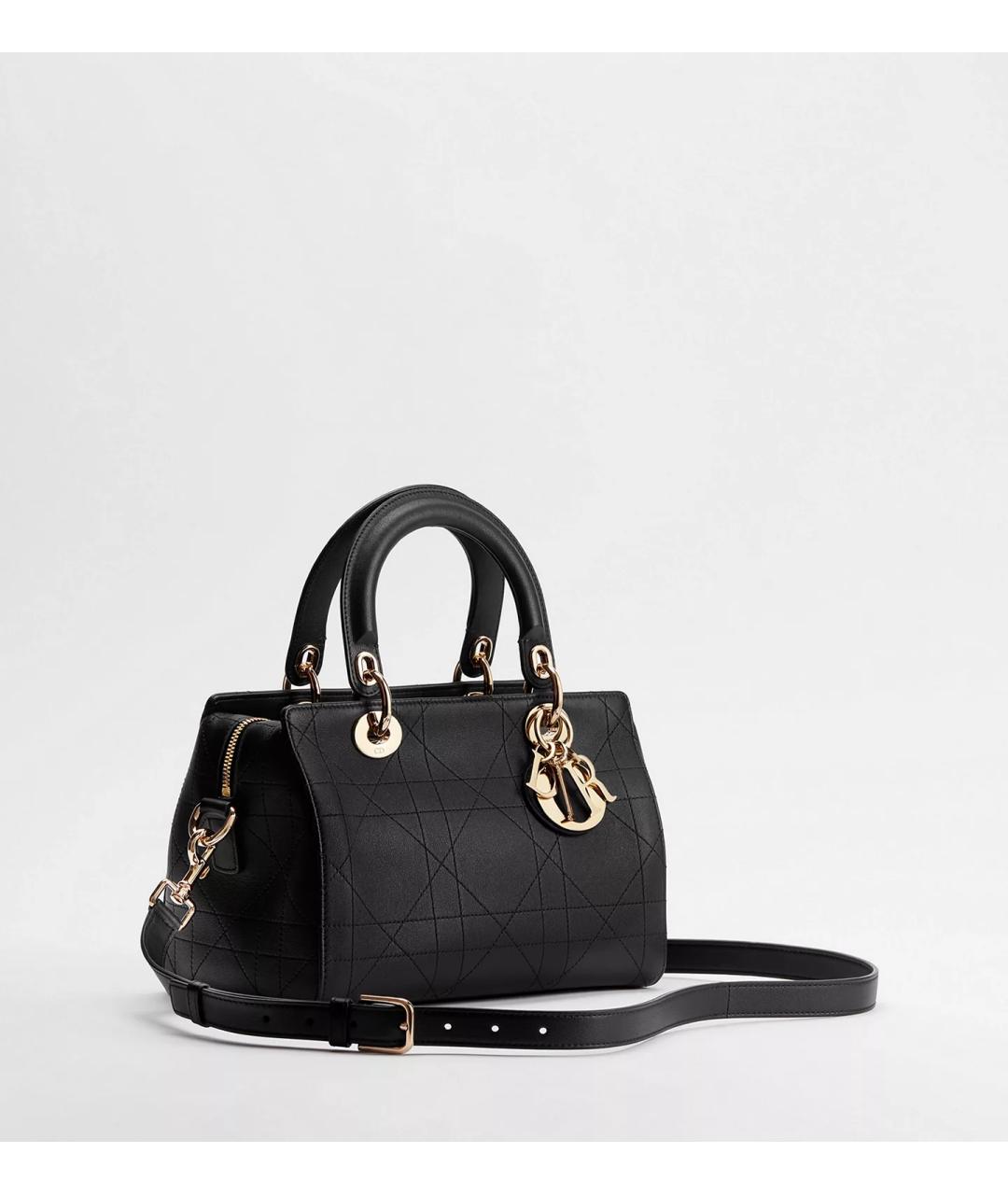 CHRISTIAN DIOR Черная кожаная сумка с короткими ручками, фото 5