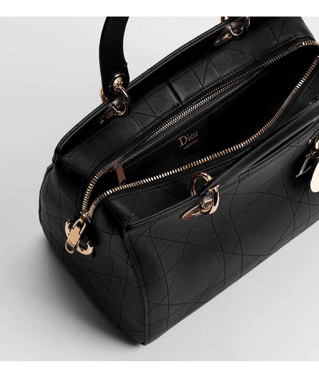 CHRISTIAN DIOR Черная кожаная сумка с короткими ручками, фото 6