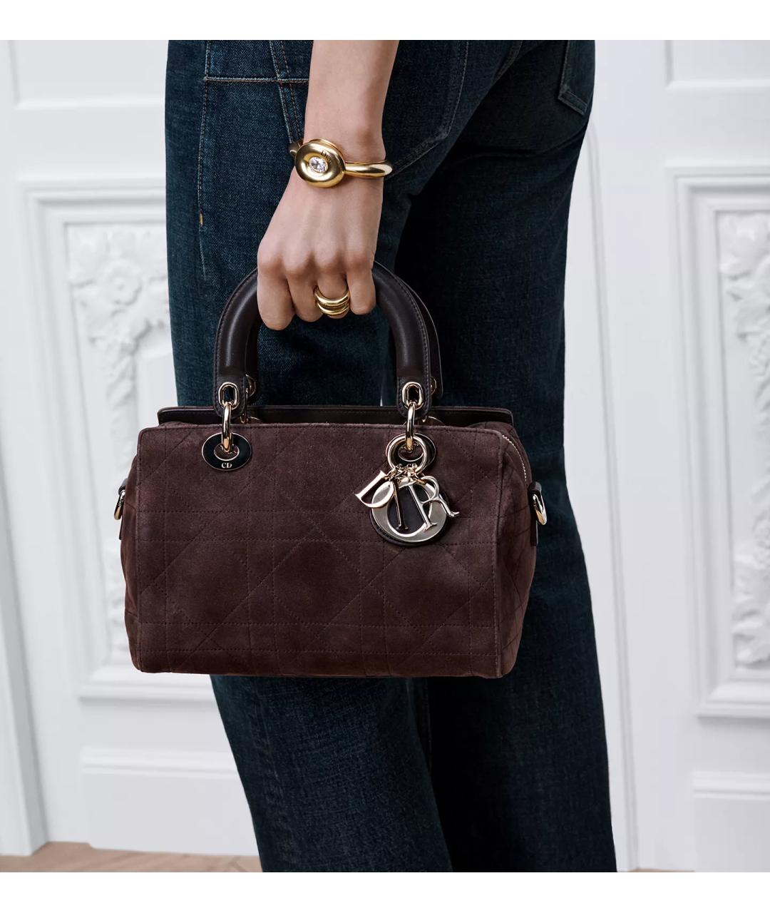 CHRISTIAN DIOR Коричневая замшевая сумка с короткими ручками, фото 2