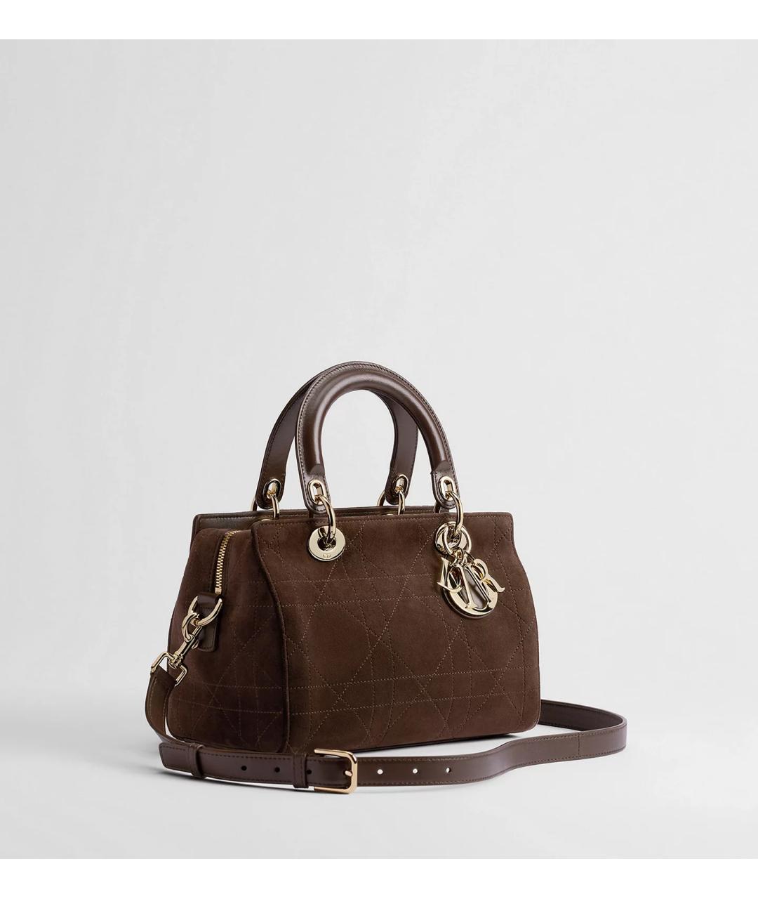 CHRISTIAN DIOR Коричневая замшевая сумка с короткими ручками, фото 4