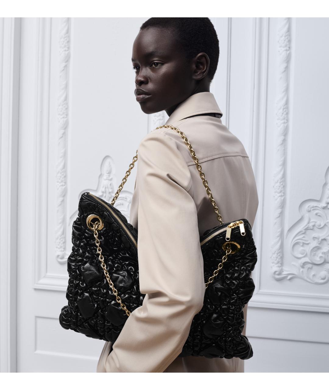 CHRISTIAN DIOR Черная кожаная сумка тоут, фото 2