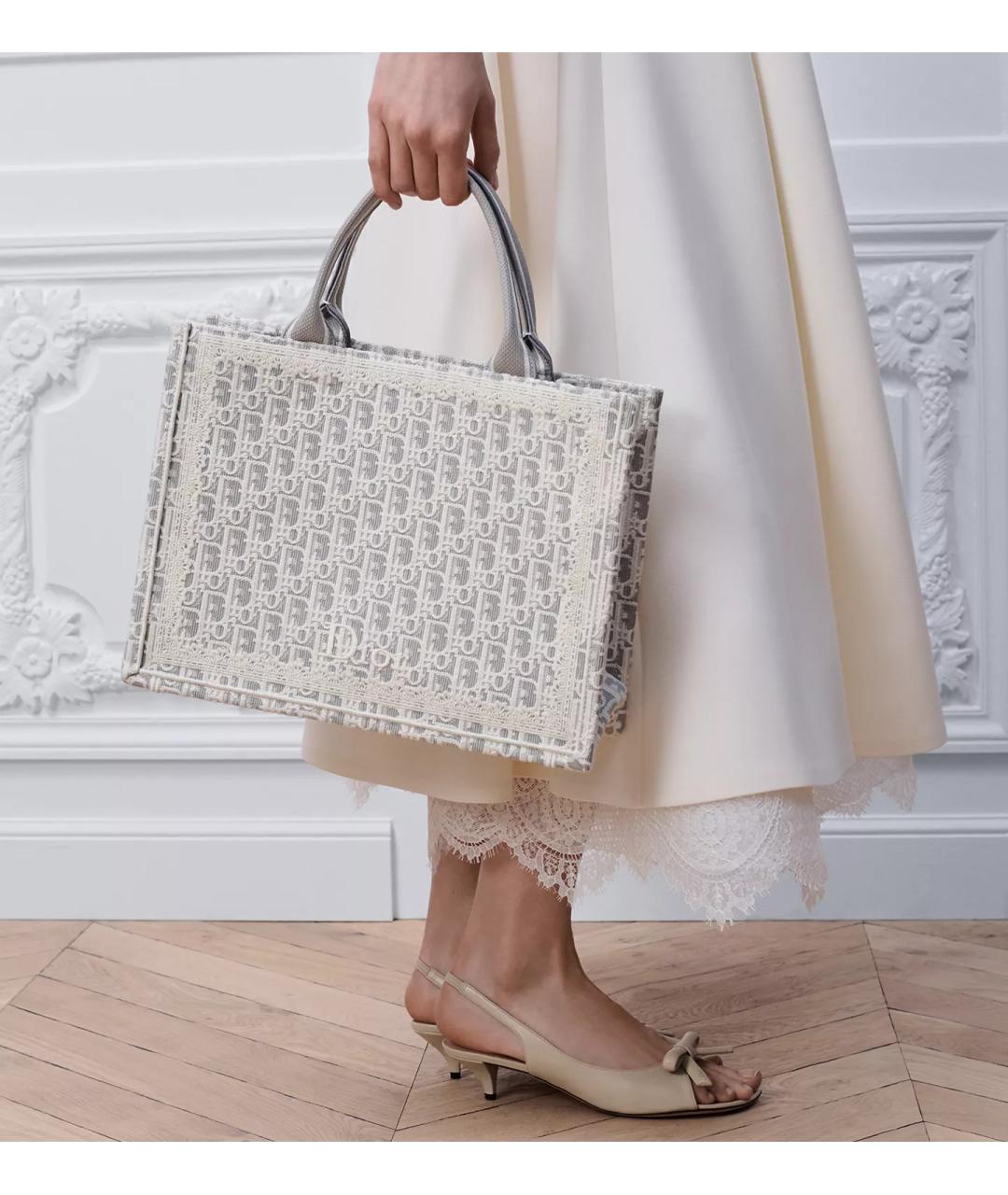 CHRISTIAN DIOR Серая тканевая сумка тоут, фото 2