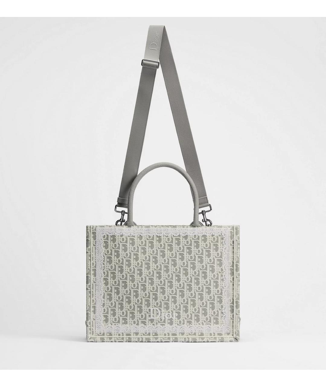 CHRISTIAN DIOR Серая тканевая сумка тоут, фото 5