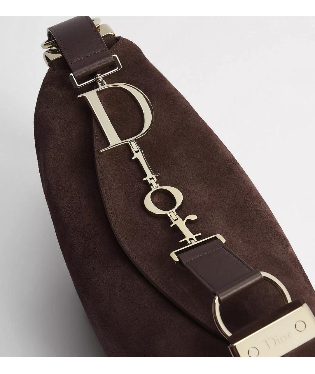 CHRISTIAN DIOR Коричневая замшевая сумка через плечо, фото 6