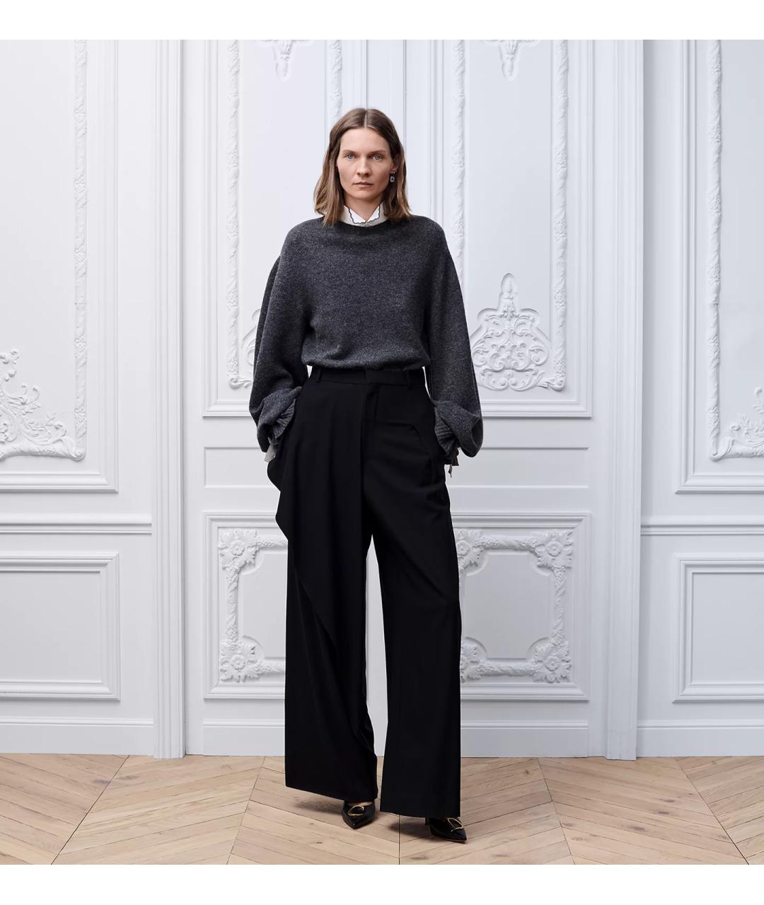 CHRISTIAN DIOR Черные шерстяные прямые брюки, фото 4