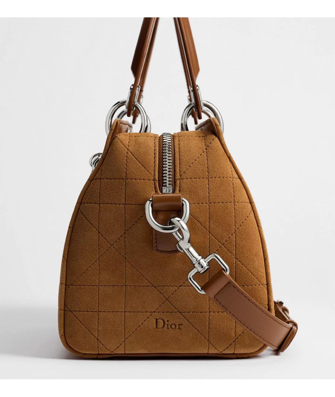 CHRISTIAN DIOR Коричневая замшевая сумка с короткими ручками, фото 5