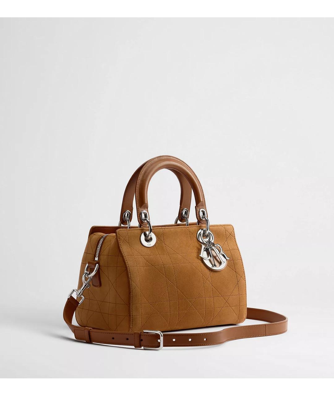 CHRISTIAN DIOR Коричневая замшевая сумка с короткими ручками, фото 2