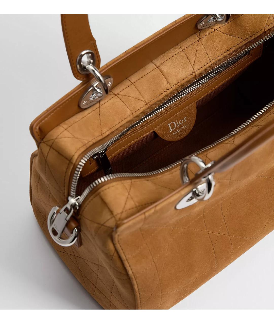 CHRISTIAN DIOR Коричневая замшевая сумка с короткими ручками, фото 3