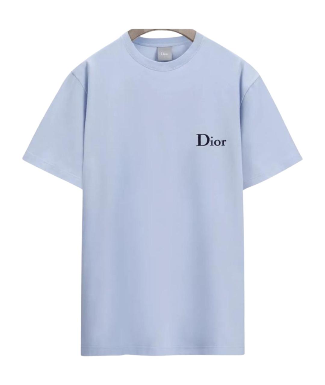 CHRISTIAN DIOR Голубая хлопковая футболка, фото 1