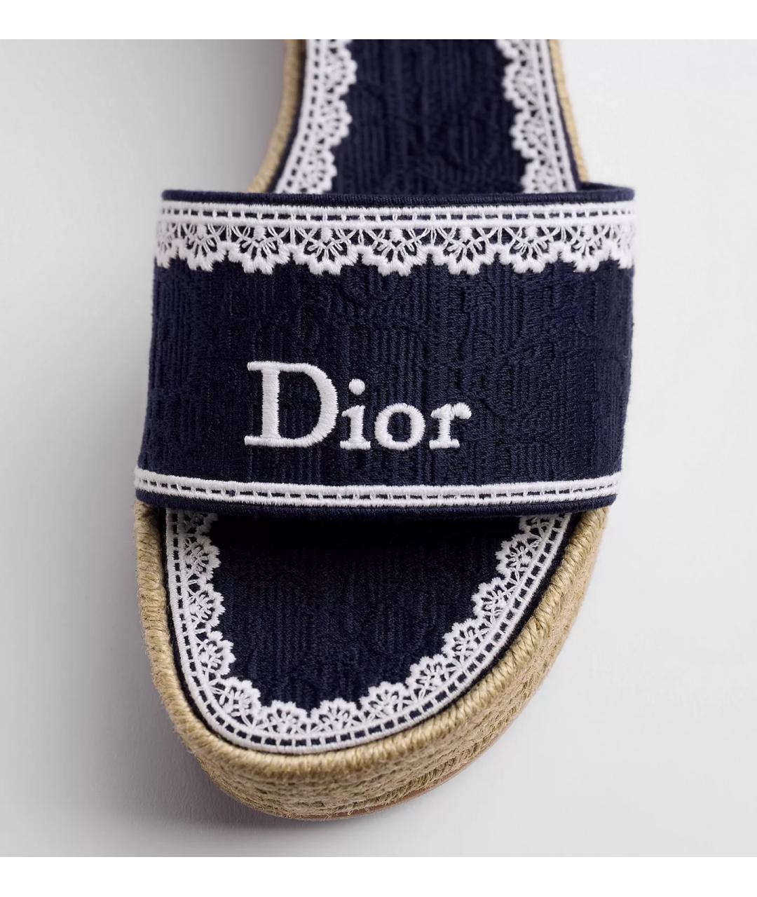 CHRISTIAN DIOR Темно-синие текстильные босоножки, фото 4