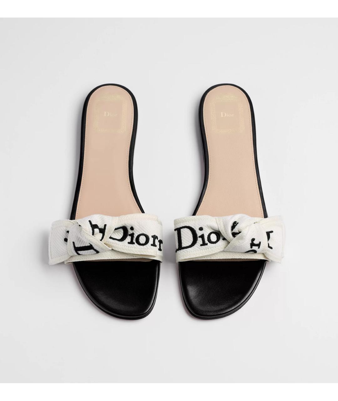 CHRISTIAN DIOR Черные кожаные шлепанцы, фото 2