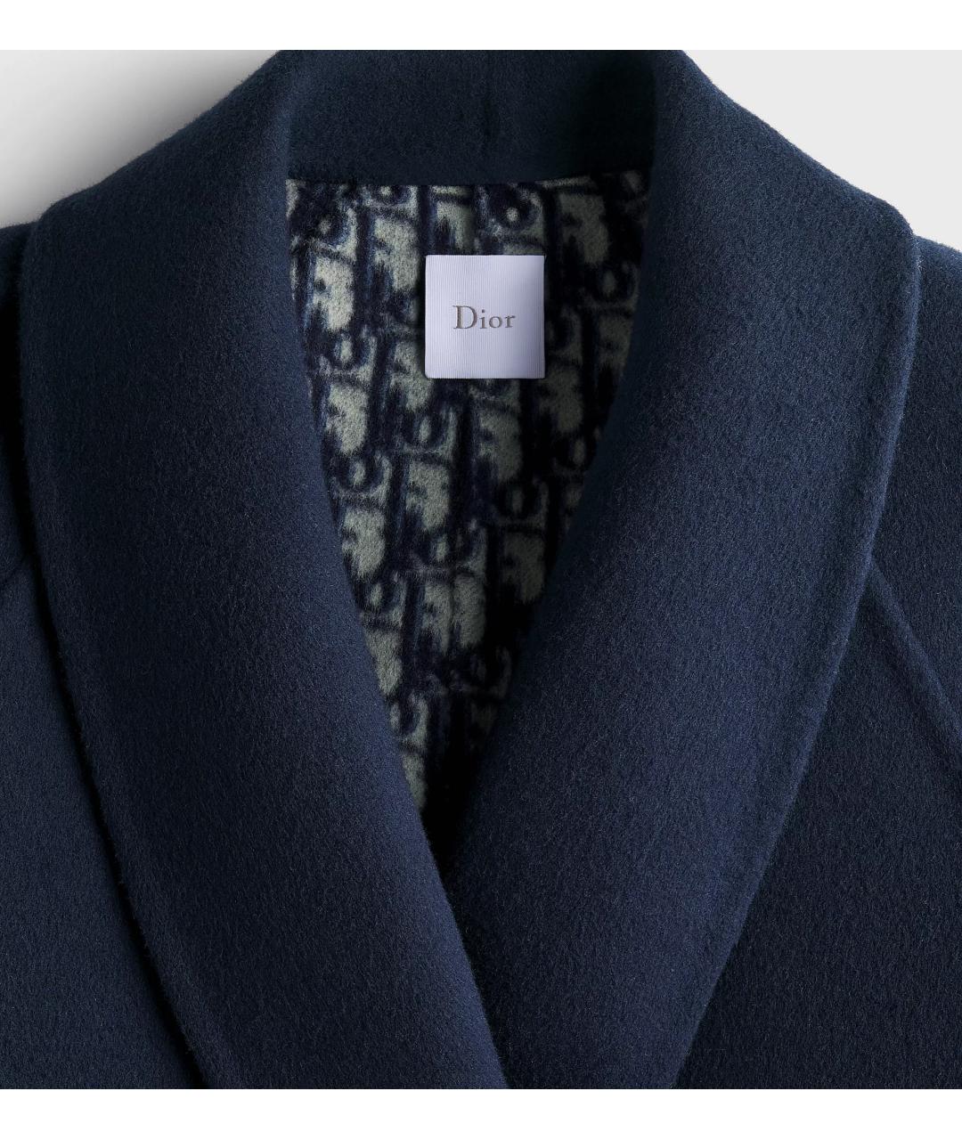 CHRISTIAN DIOR Синее шерстяное пальто, фото 3