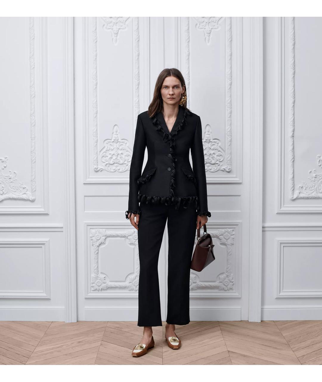 CHRISTIAN DIOR Черные шерстяные прямые брюки, фото 2